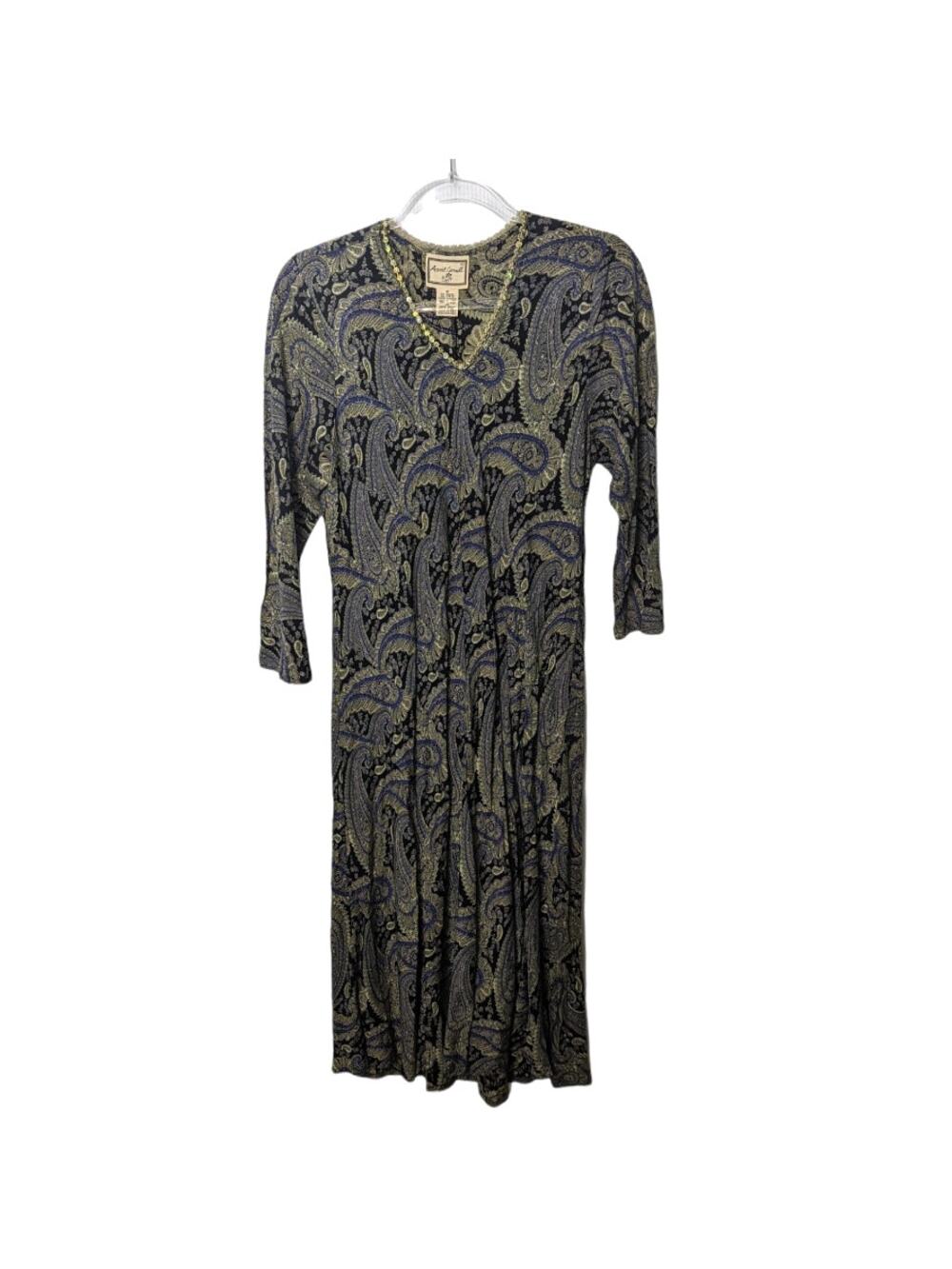 Vintage 90's April Cornell Midi Dress Fit and Flare Paisley Pattern Rayon Size M